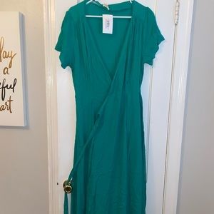 Green maxi wrap dress